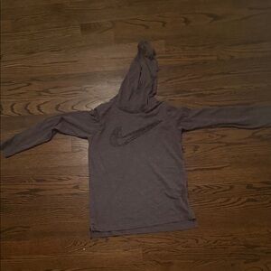 Nike Heather Gray Hooded Long Sleeve Pullover with Swoosh
